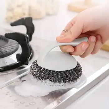 

2PCS Stainless Steel Cleaning Brush Bathroom Kitchen Utensils Cleaning Pot Dish Brush with Handle Cleaning Tools limpieza D3