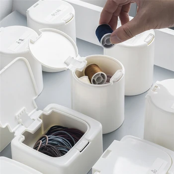 

Pop-Up Desktop Storage Box General Plastic With Lid Jewelry Floss Cotton Swab Storage Box Classification Container