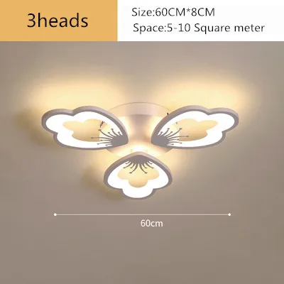 3 heads D60xH8cm Светодиодный потолочный светильник в форме сердца лотоса, современный простой пост-современный светильник для гостиной, спальни, столовой, кабинета - Цвет корпуса: 3 heads D60xH8cm