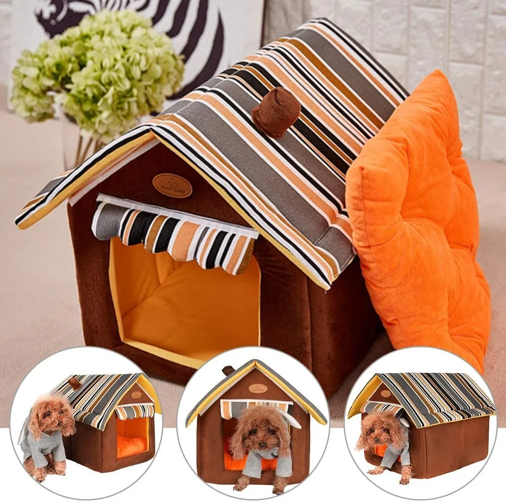 Warme-Hund-Haus-Pet-Bett-Abnehmbare-Hund-F-r-Indoor-Faltbare-Winter
