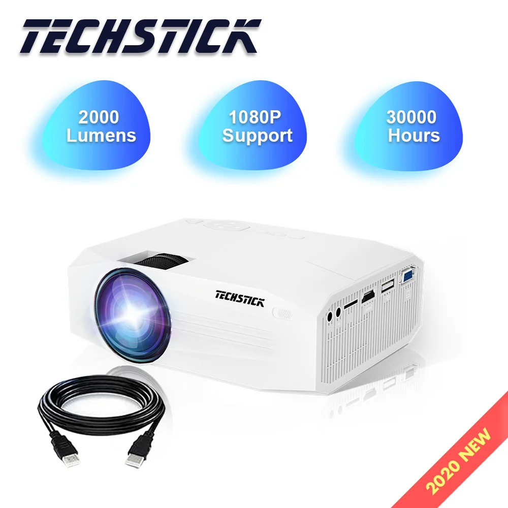 

Techstick Mini Projector Beamer 2000 Lumens 800x480 Pixels Support Full HD 1080P HDMI USB Portable Projector SF100 Home Theater
