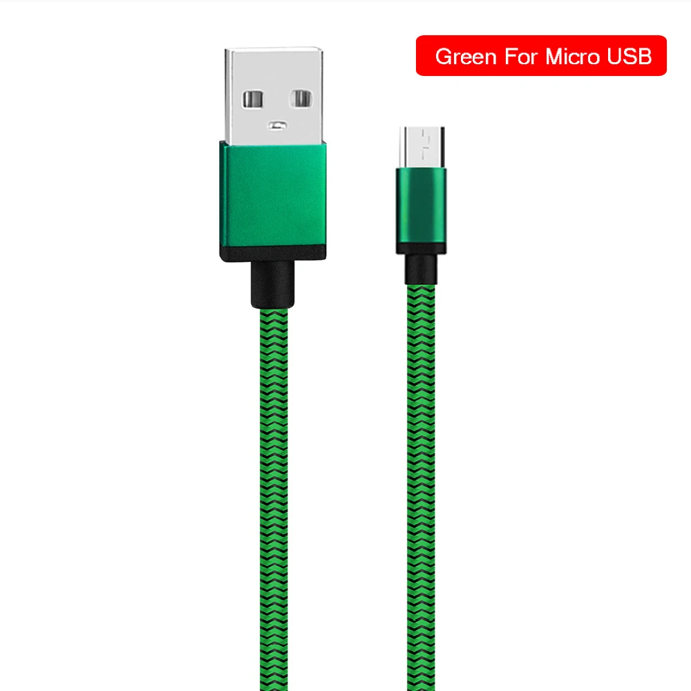 Usb-кабель для зарядки для samsung A50, кабель для быстрой зарядки type C, usb-кабель для передачи данных, проводной с микро-usb 2 м, 1 м, 1,7а, высокоскоростная передача - Цвет: Green-Micro