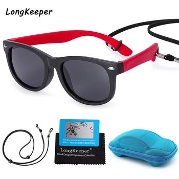 

Kids Sunglasses Children's Polarized TR90 Silicone Rivet Children Sun Glasses UV Protection Eyeglasses with Sport Lanyard Box