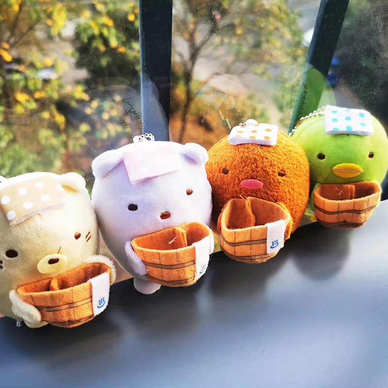 Новинка, 4 шт., San-X Sumikkogurashi, плюшевый брелок, игрушка, мультфильм, Горячая весна, Sumikko, плюшевые кулоны-куклы, подарок для девочек, высота 8 см