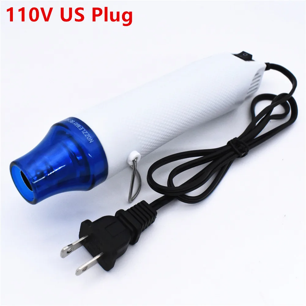 110V US Plug White Тепловая пушка с горячим воздухом, штепсельная вилка европейского стандарта США 110 В 220 В 300 Вт с опорным сиденьем, инструмент для самостоятельной сборки термоусадочной трубки - Цвет: 110V US Plug White