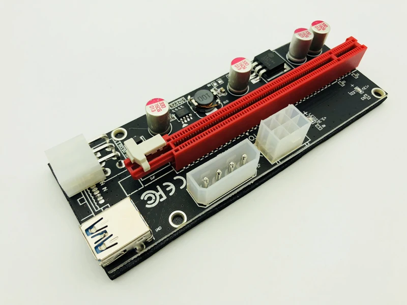 VER009S PCI Express PCIE PCI-E Riser Card 009s Molex 6Pin to SATA Power Supply USB 3.0 Cable 1X 16X Extender Adapter LED Mining