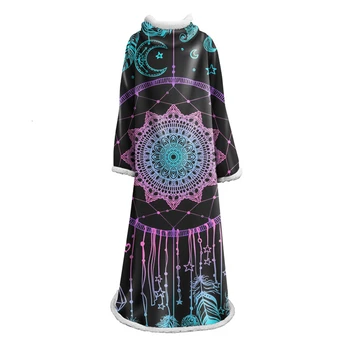 

Fashion Dream Catcher Print Watch TV Wearable Blanket Winter Warm Thick Fleece Sleeve Balnket Home Office Travel Windproof Cover