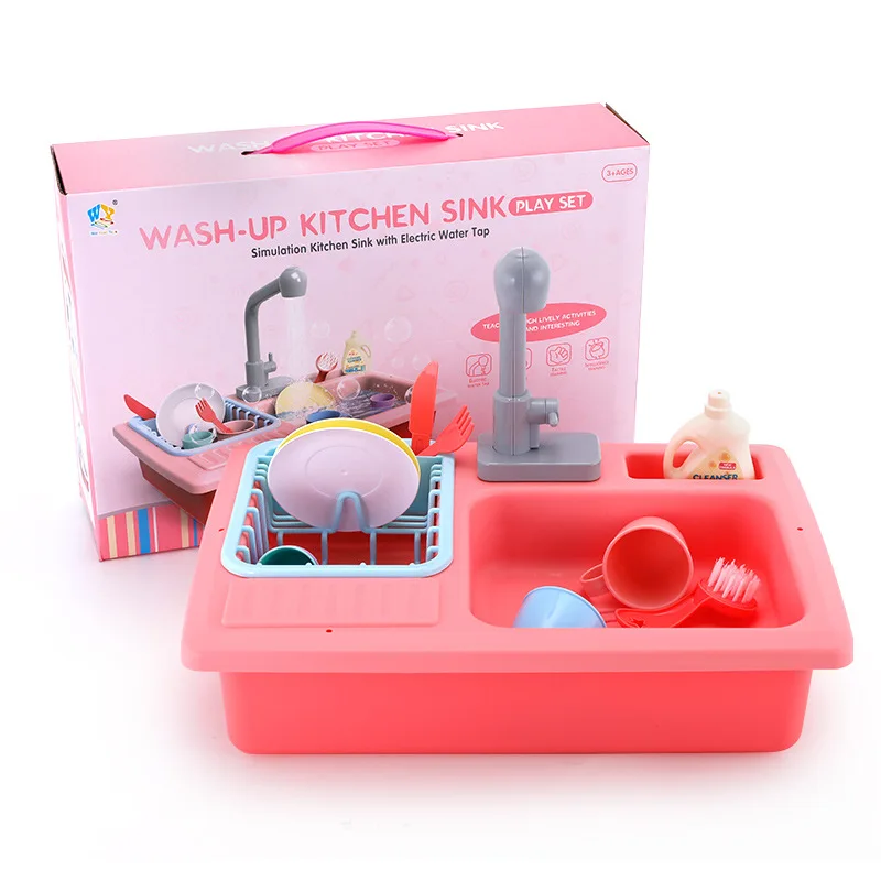 

Children Play House Model Wash Dishes Basin Machine Toy Educational Early Childhood Infants Model Electric Tableware Washing Cou
