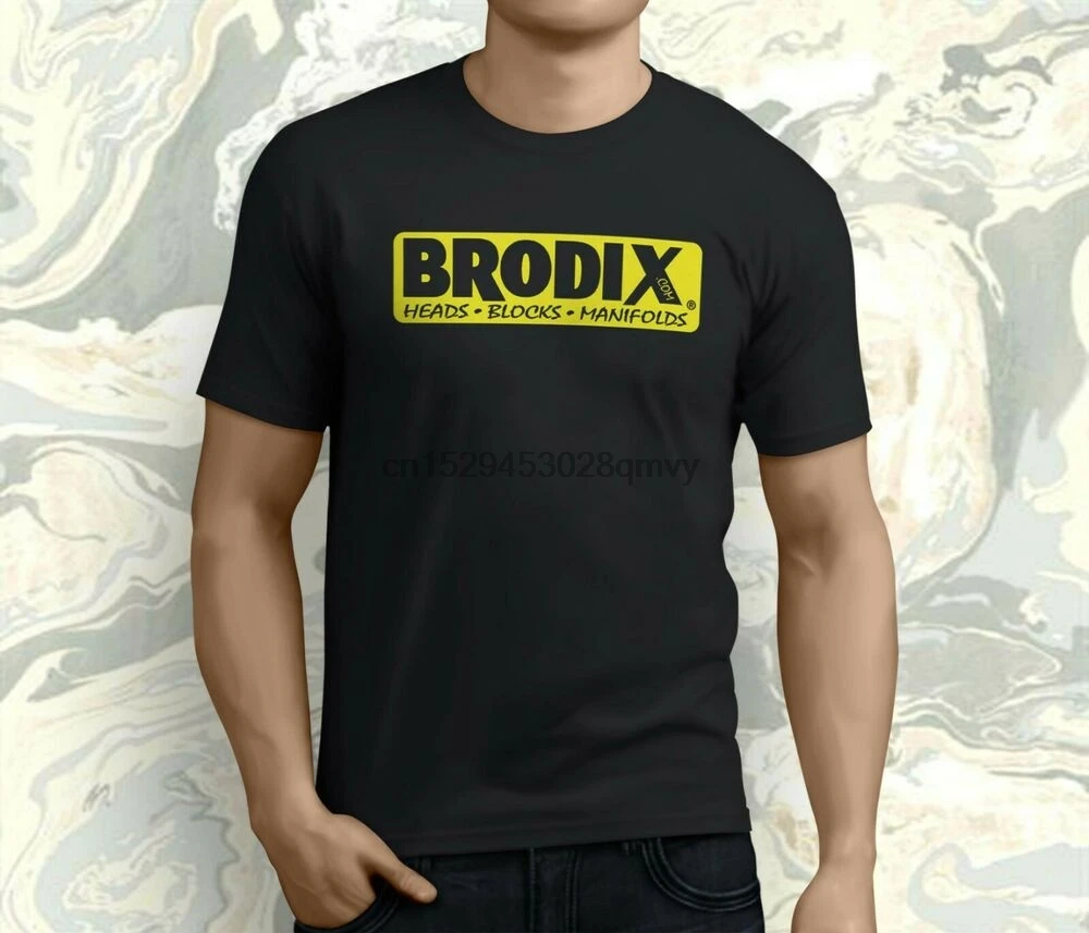 Новые популярные Brodix головки коллекторы блоки Мужская черная футболка S-3XL |