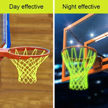 

Luminous Basketball Net Sun Powered Nylon 12 Loops Basketball Hoop Rim Net Backboard Rim Ball Mesh Basketball Rack Equip
