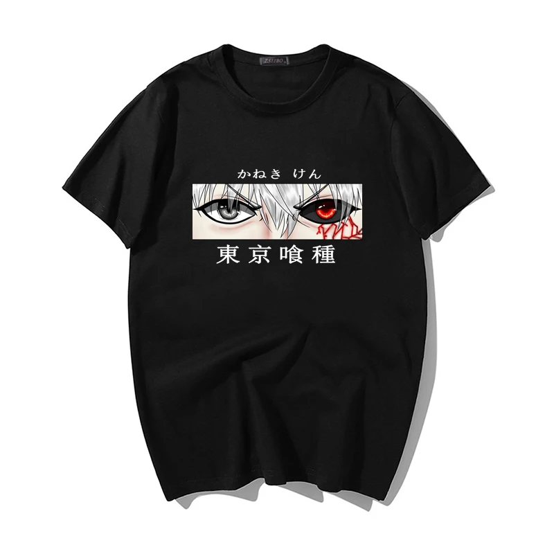 Футболки Аниме Manga Tokyo Ghoul Cool Kaneki Ken Eyes Мужская Футболка Harajuku с мультипликационным