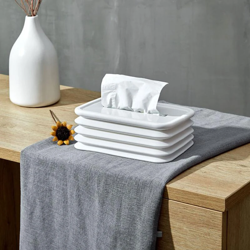 Silicone Foldable Paper Facial Tissues Box Free Retractable Capacity Tissue Box Simple Bathroom And Kitchen Folding Tissue Box