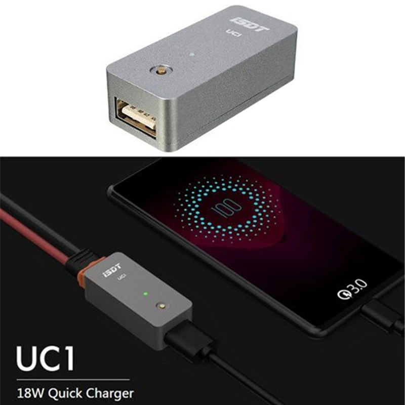 Isdt Uc1 18 Вт 2A мини Быстрая зарядка Lipo батарея Smart Usb зарядное устройство Поддержка Qc2.0/Qc3.0/Fcp/Bc1.2