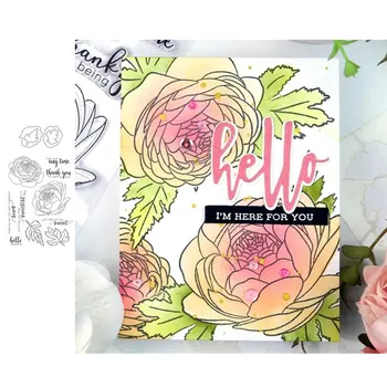 

JC Hello Flowers Metal Cutting Die and Clear Rubber Stamps Scrapbooking Craft Stencil Card Make Album Sheet Decoration Die Cut