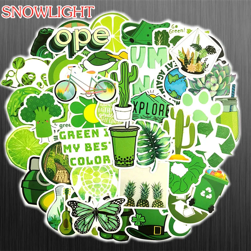 Hot 50Pcs/pack VSCO Girl Cartoon Green Graffiti Sticker For Skateboard Laptop Luggage Cool Vinly Stickers Kid