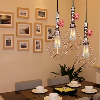 

Modern Pendant Light LED E27 Iron Cage Lampshade Pendant Light 100-240V for Kitchen Bedroom Balcony Bar