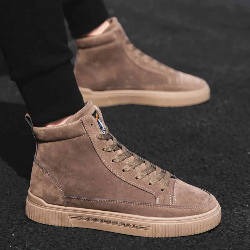 

Men's high-top shoes fashion wild casual shoes net red plus velvet warm non-slip wear-resistant snow boots outdoor cotton shoes
