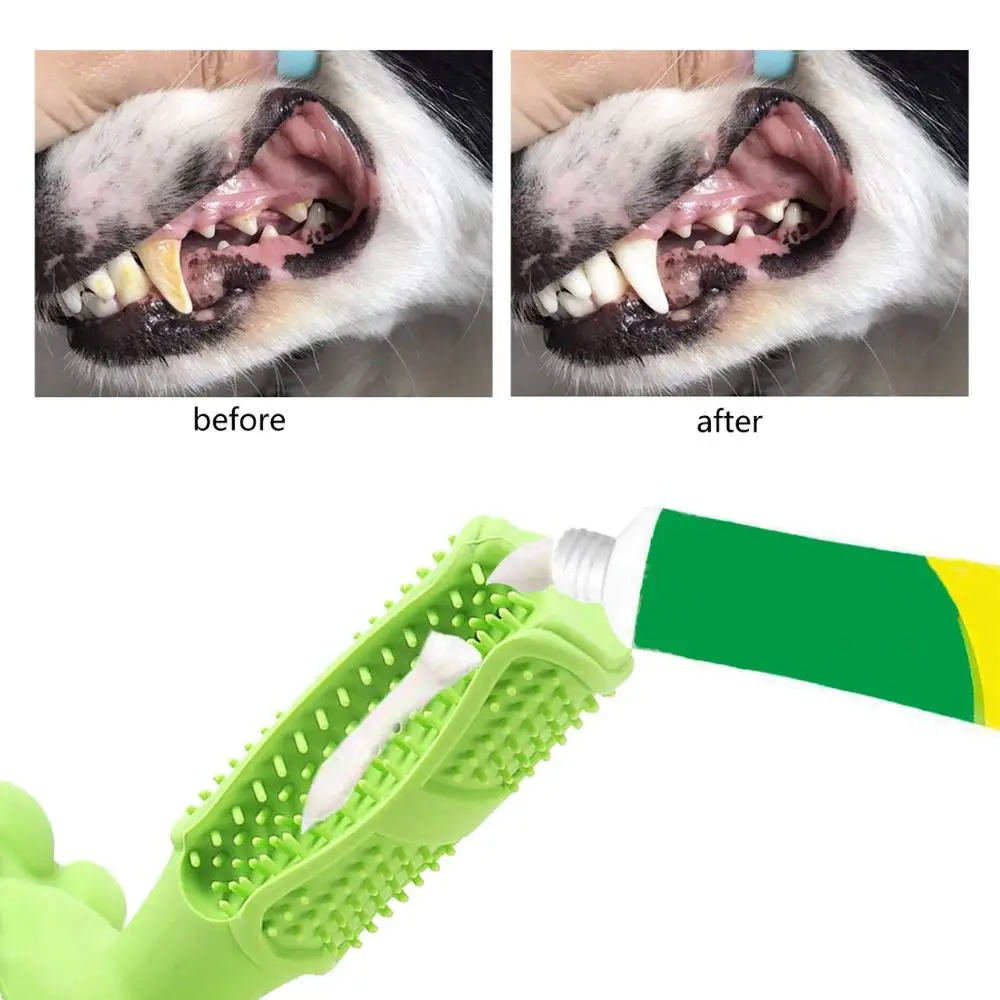 Dog Toothbrush Toy with a Cleaning Brush Durable Pet Dog Chew Toy Toothbrush Stick for Dogs Bite Resistant Dog Teeth Cleaner