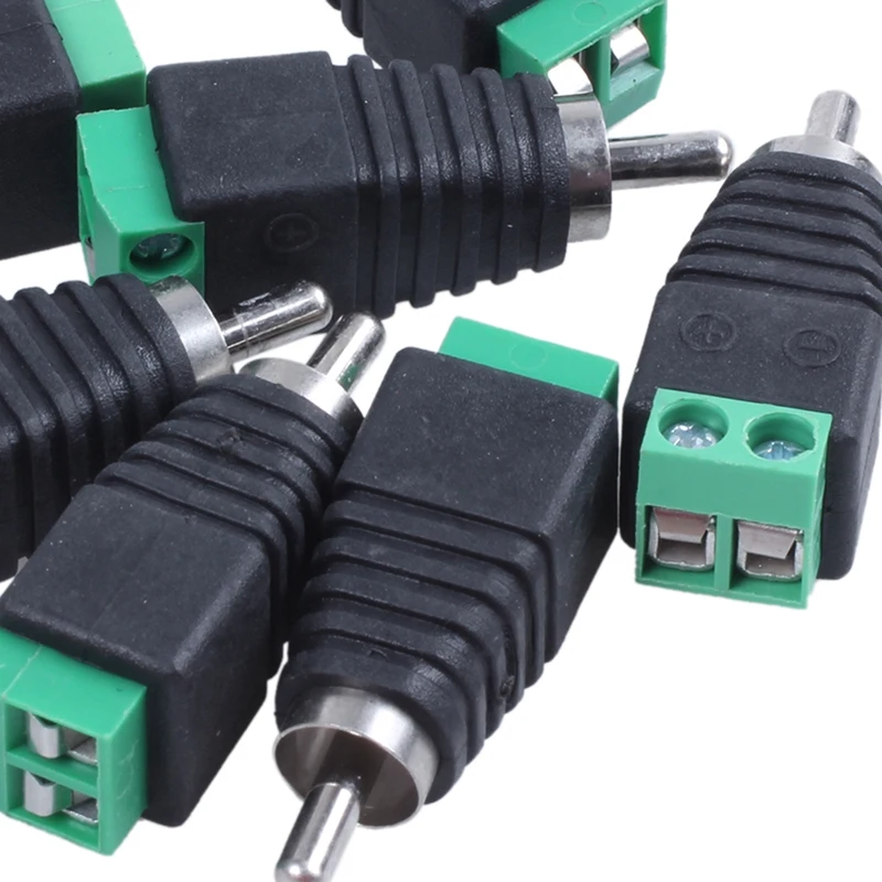 7 x CCTV UTP Аудио AV RCA штекер, видео балун клеммный винт, зеленый, черный