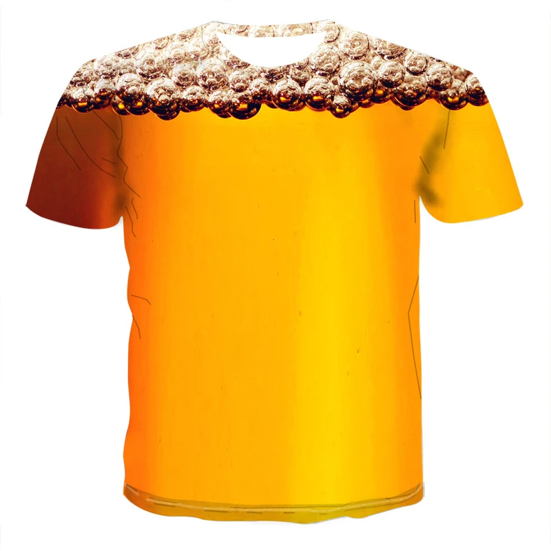 Summer Men &#39;s 3D T- Shirt Brand Round Neck T-Hirt Bell Beer Short Sleeve Fun TShirt Digital Printing T-Shirt alt clothes