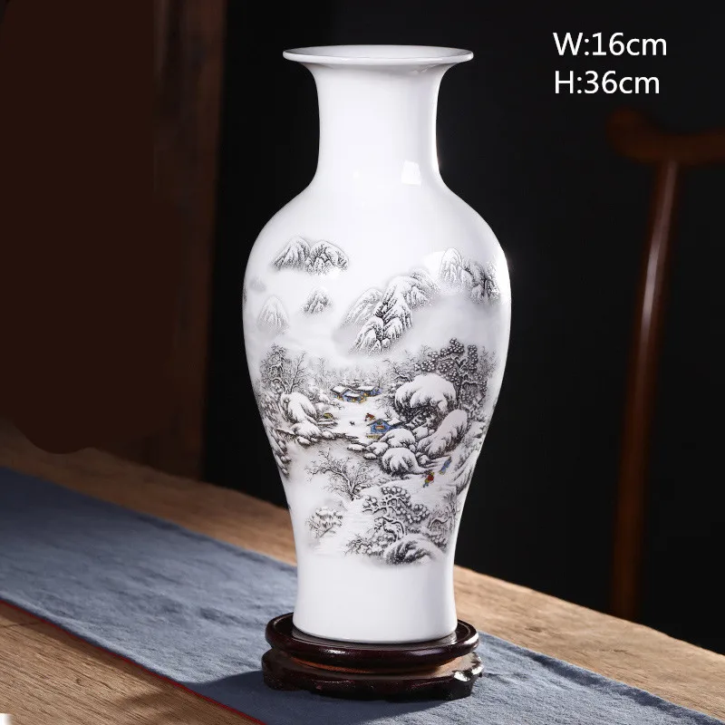 16x36cm Керамическая старинная ваза Китай украшение дома ваза для кухонного стола Новое домашнее Подарочное свадебное украшение пейзаж Картина цветок и птица - Цвет: 16x36cm