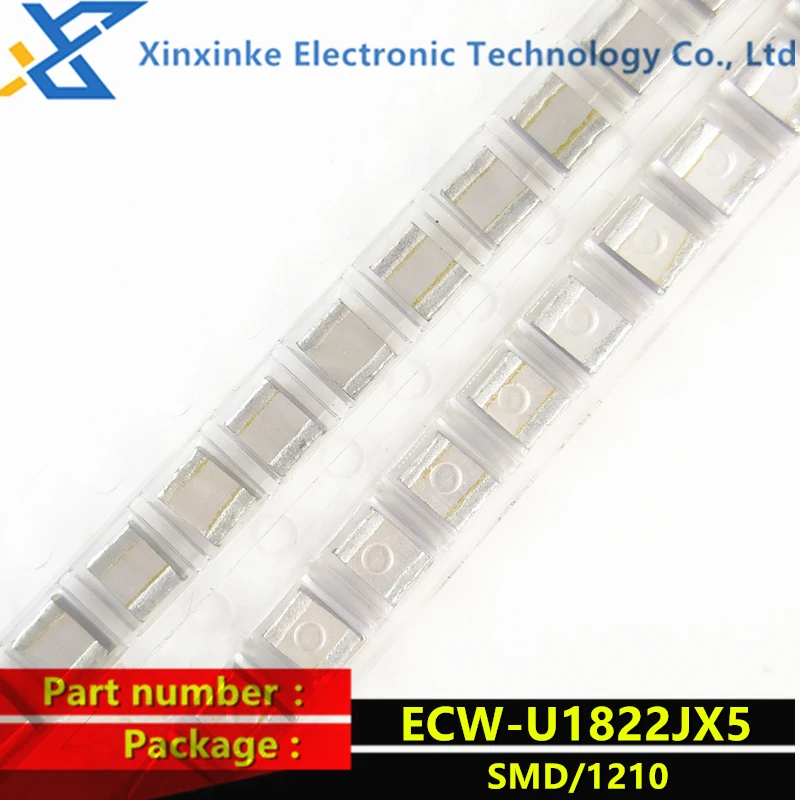 

ECWU1822JX5 SMD metallized film capacitor 0.0082uF 100VDC 5% PEN FILM 1210 8.2nF 8200pF ECW-U1822JX5 CBB polyester capacitor