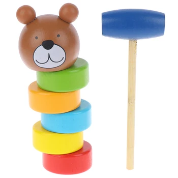 

Wooden Bear Clash Tower Children Pile Towers Early Education Toys Rainbow Tower Two In One Kids Parent-child Blocks Toy