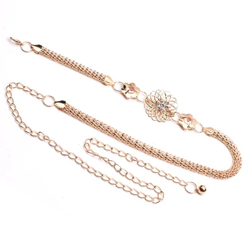 

Women Retro Gold Belts Waistbands Golden Diamond Flower Metal For Party Jewelry Dress Waist Chain Coin Pendant Belts