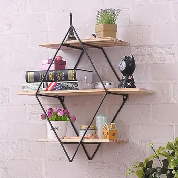 

Metal Wood Storage Rack Wall Book Figurine Bonsai Holder Display Shelf Organizer