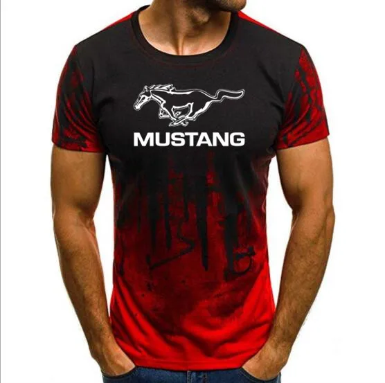 Новая модная футболка Летняя мужская хлопковая футболка с коротким рукавом Mustang Мужская футболка - Цвет: Красный