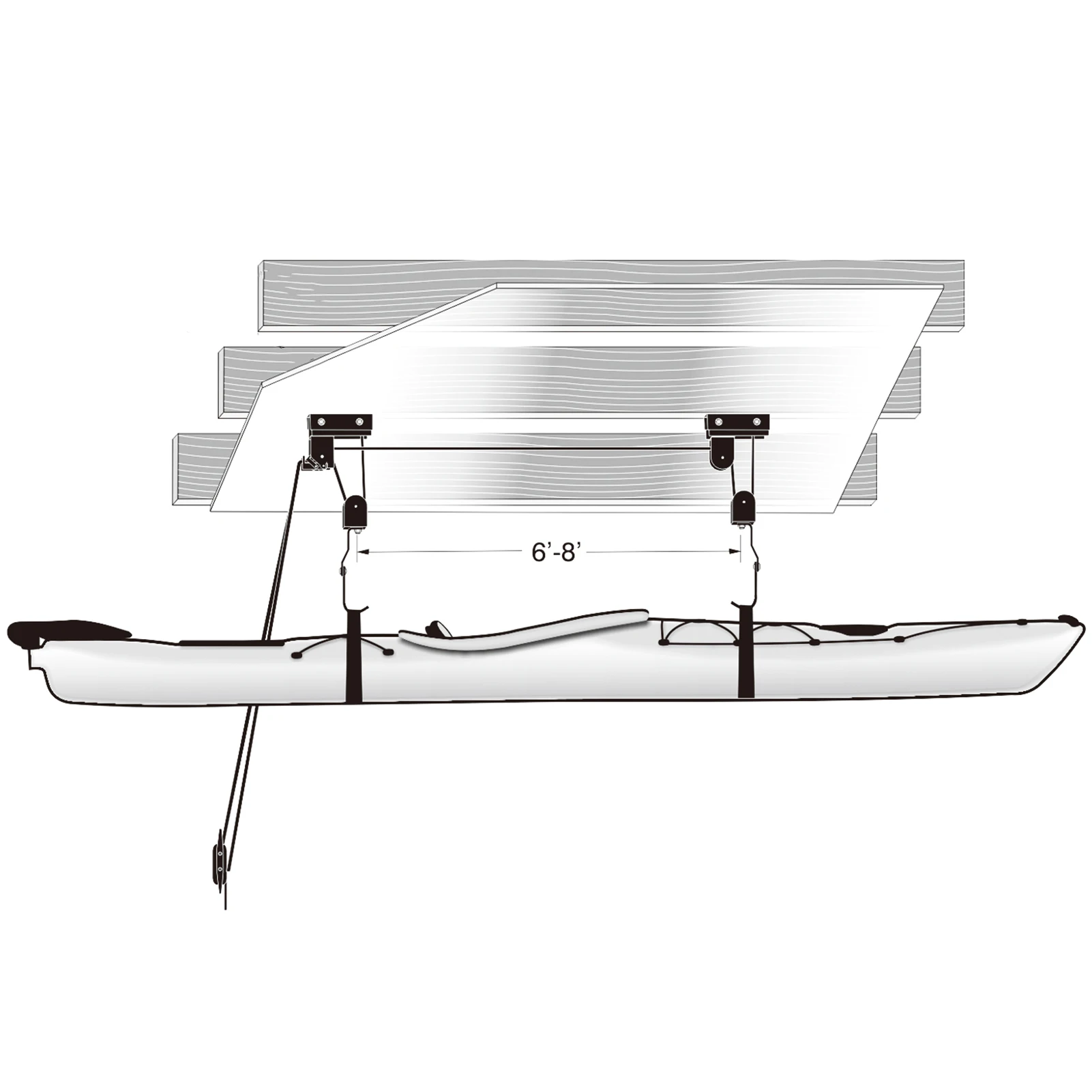 Kayak Ceiling Rack with Hanging Pulley System