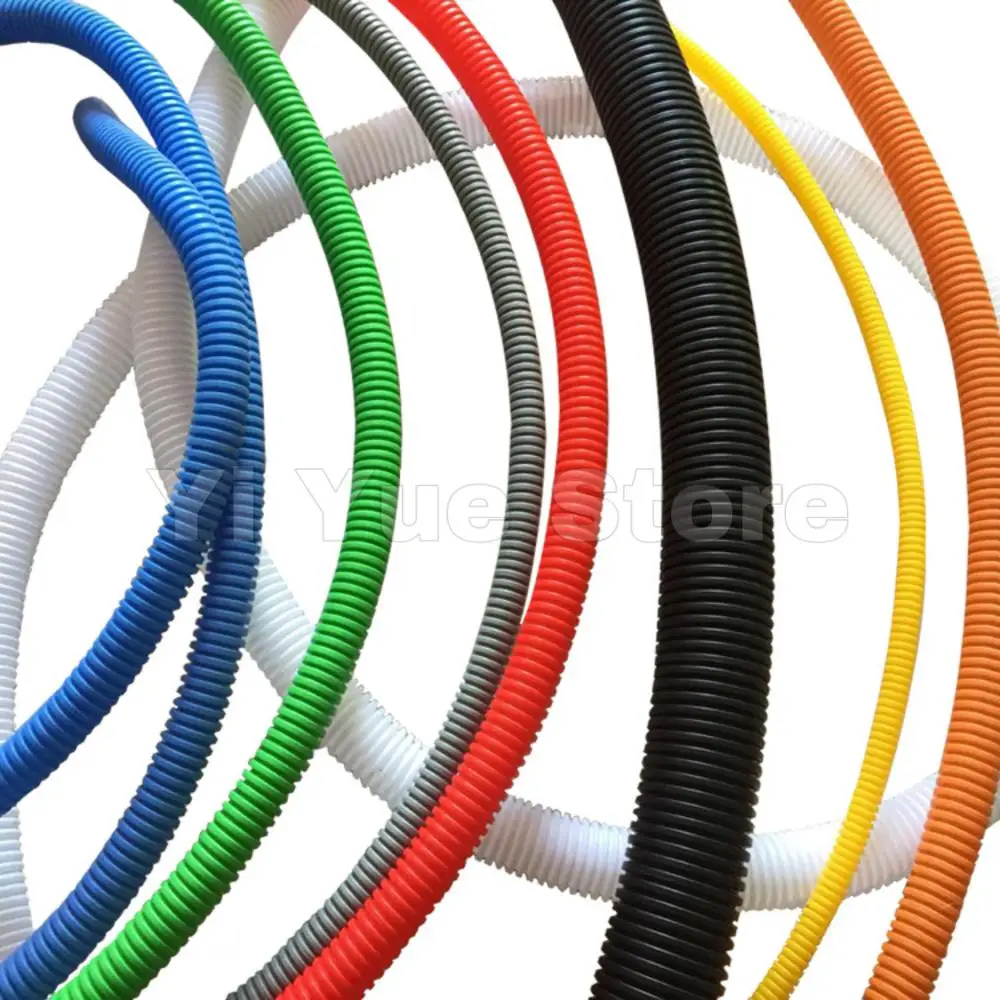 Color Corrugated Tube 1M 6.5mm-20mm Auto Car Harness Insulation Sleeving Pipe Wire Casing