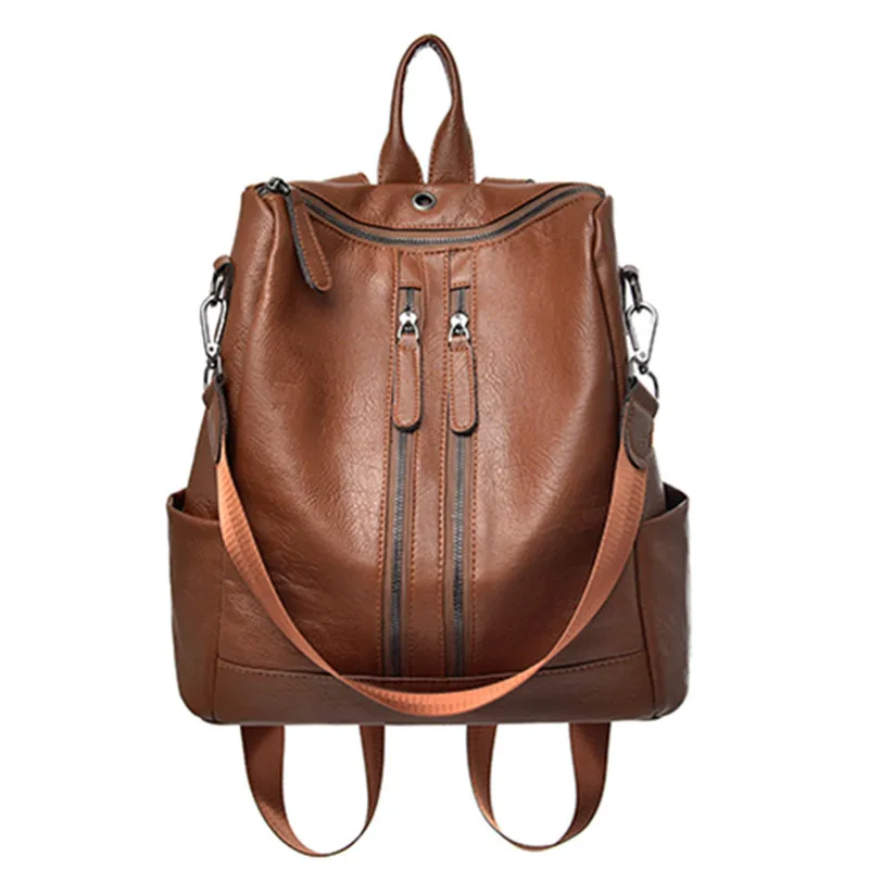 

2019 PU Leather Women Backpack Casual School Backpack For Teenager Girl Large Capacity Female Multifunction Backpack Mochila New