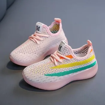 

New Kids Sneakers For Boys Girls Soft Bottom Flying Woven Mesh Breathable Kids Shoes for Girls Soft Bottom Children Sports Shoes