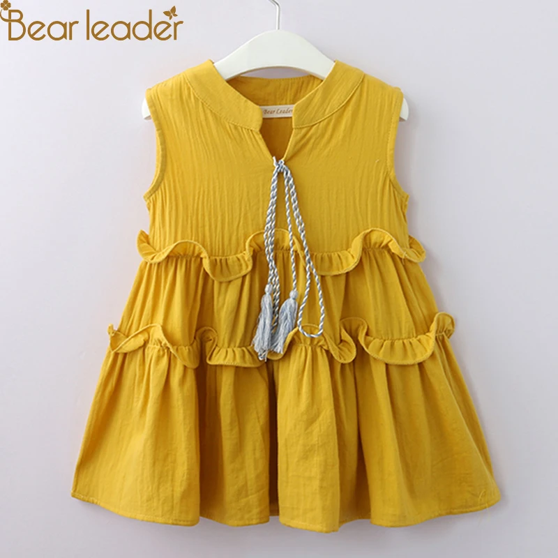 Bear leader/платье для девочек новое Брендовое летнее праздничное платье Элегантное кружевное платье принцессы для девочек Милая одежда для детей возрастом от 3 до 7 лет