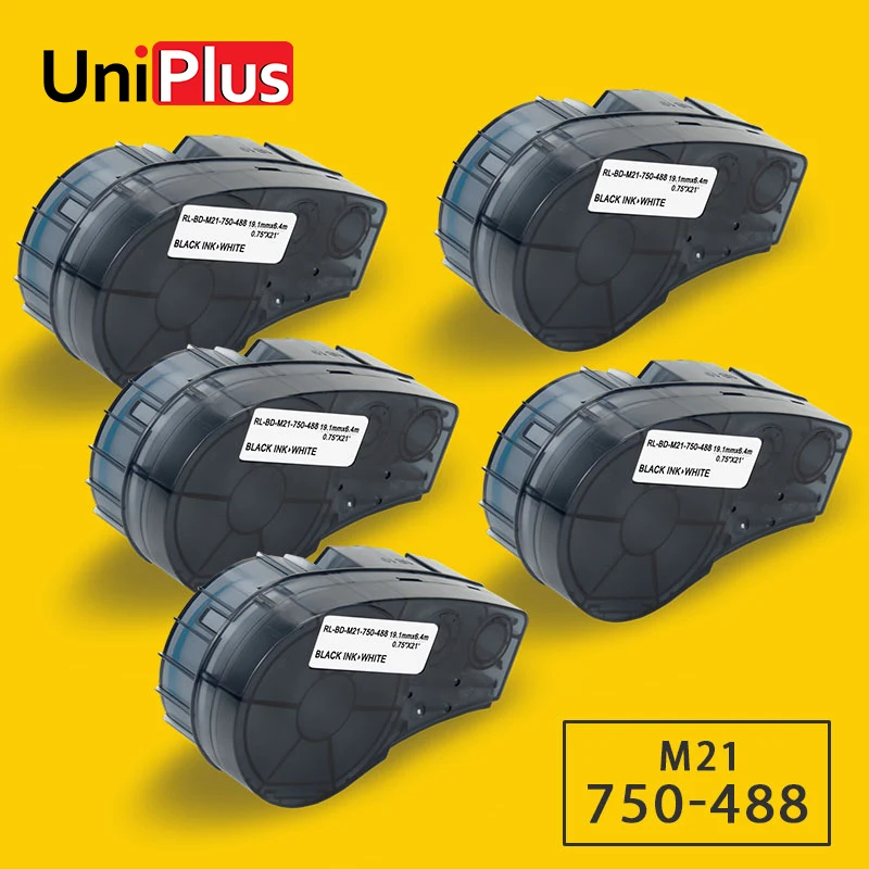 

UniPlus 5PCS 19.1mm Label Tapes Fit for Brady M21-750-488 BMP21 PLUS ID PAL LABPAL Label Maker Polyester Laboratory Printer Tape