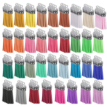 

140Pcs Keychain Tassel 38mm Leather Tassels Coloured Tassel for DIY Keyring Jewellery Making Craft Supplies 35 Colours