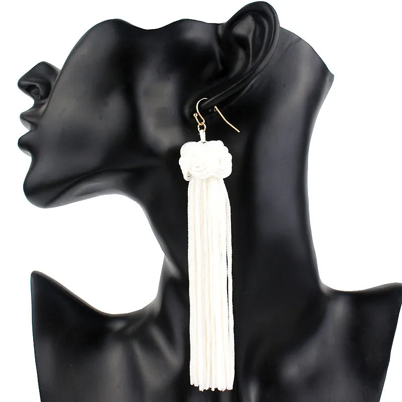 

New 1 Pair Women Bohemia Long Tassel Earrings Vintage Weaved Drop Earrings Jewelry MV66