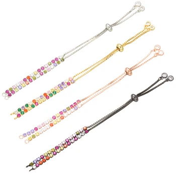 

ZHUKOU 2.5x240mm Brass rhinestone adjustable bracelet chain for jewelry making diy bracelet chains accessories model:VL21