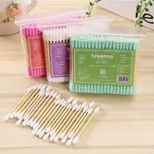 100pcs/pack Double Head Cotton Swabs Eyelash Eyebrow Lip Cleanig Tools Medical Swabs Women Makeup Cotton Buds Health Care Tools