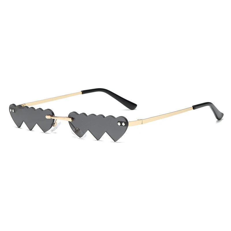 

2020 Small Rimless Punk Sunglasses Women Luxury Fashion Black Heart Rectangle Sun Glasses for Female Vintage Womens sunglasses