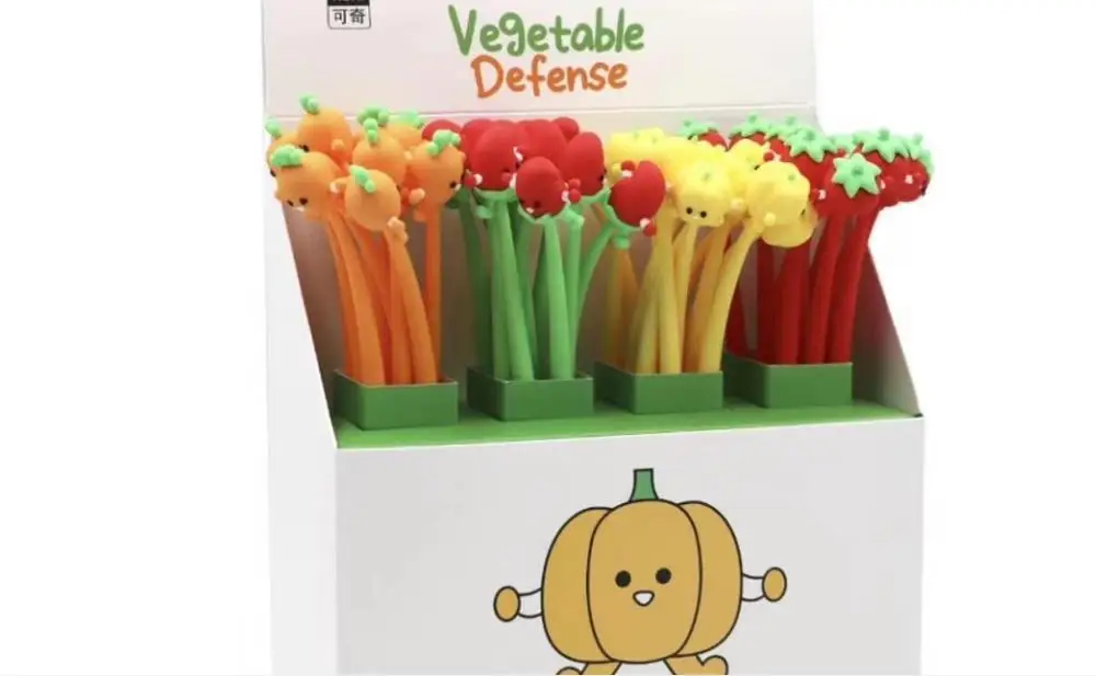 vegetables Новые Овощи Монстр гелевая ручка Канцтовары Мультяшные каваи студент подарок ручки для офиса письменные черная ручка для подписи ручка с чернилами стандартных цветов 48 шт./лот - Цвет: vegetables