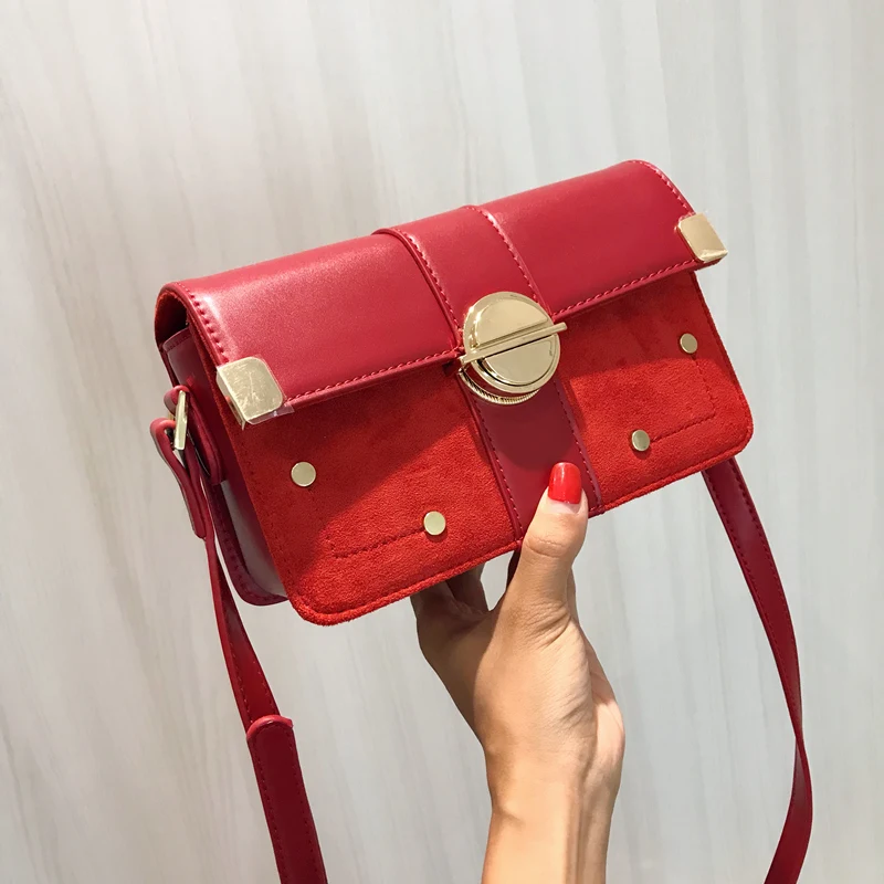 

Vintage Rivet Lock Small Square Bag Female Fashion Diagonal Shoulder Bag Small Bag Tide Messenger Bag