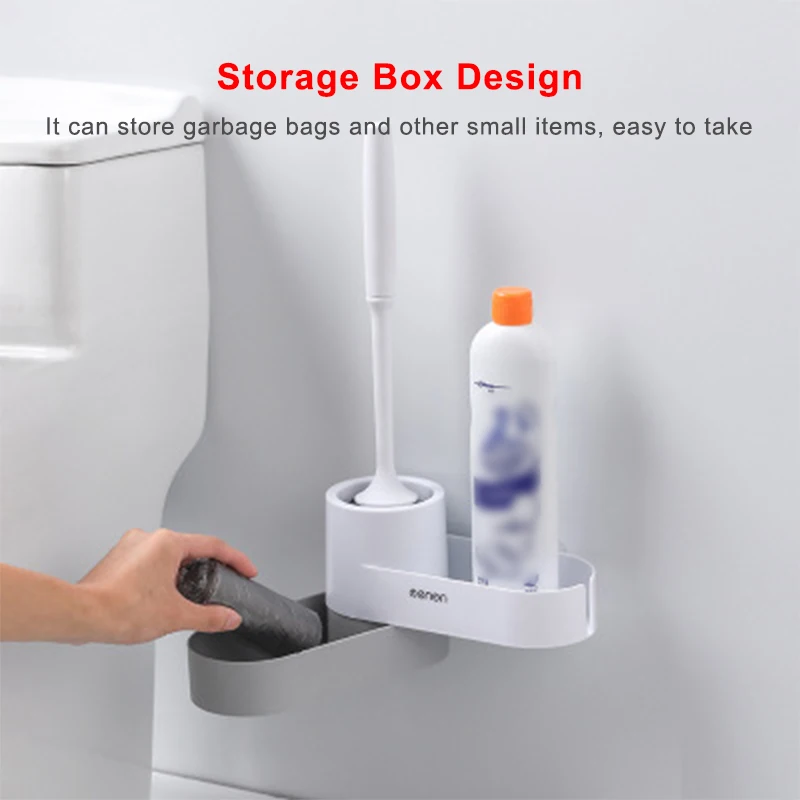 

Silicone Toilet Brush Wall-mounted Bathroom Toilet Brush Holder Set Durable With Seat TPR Soft BBrush Toilet Cleaning Set Hot