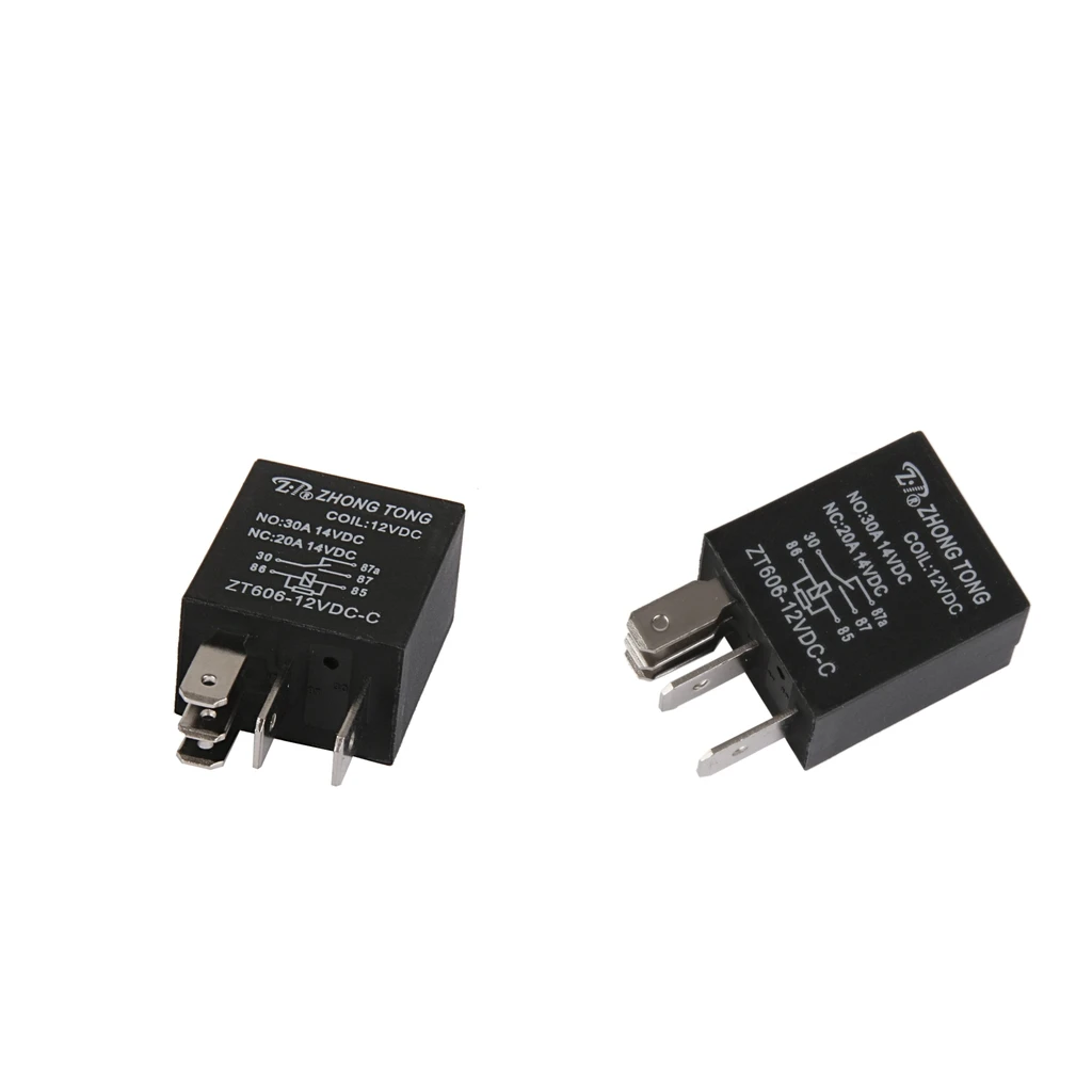 2 Pieces Automotive Relay, 5 Pin SPDT Contact Arrangement, Quick Connect Terminal, 20/30 Amp, 12V DC