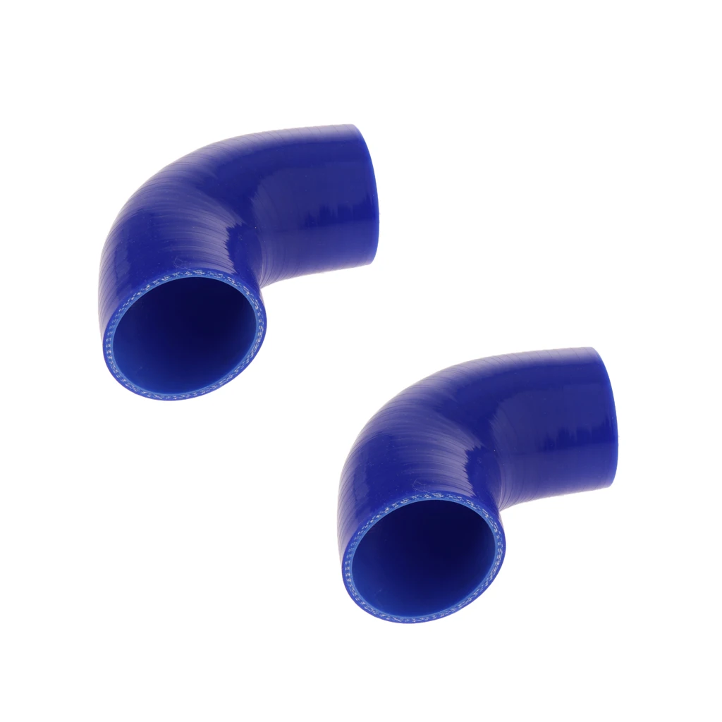 Set of 2 90 Degree 63mm Elbow Silicone Coupler Reducer Hose Intercooler Piping Blue