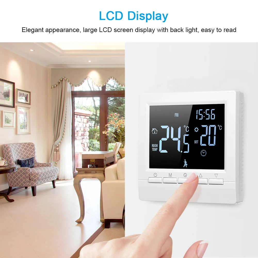 Wifi термостат цифровой контроль температуры Лер для домашнего офиса приложение управление Программируемый электрический подогрев пола умный термостат