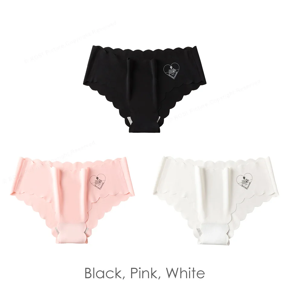 Black Pink White Бесшовные трусики, женские трусы, женское нижнее белье, ледяное шелковое бесшовное белье, прозрачный тонкий светильник, крутые бикини трусы, 3 шт - Цвет: Black Pink White