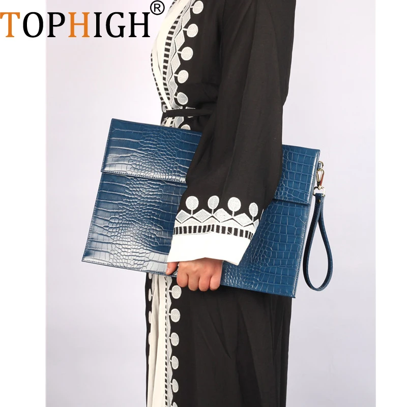 TOPHIGH крокодил Ostrich Pattern Кожаный клатч Сумки из натуральной кожи питона Женская