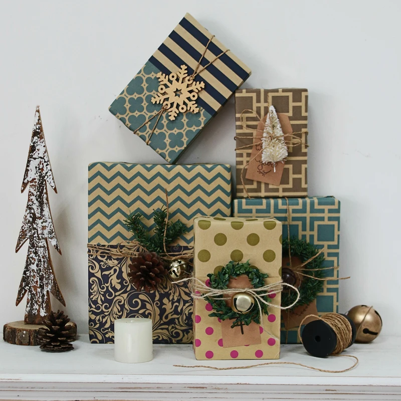 Papel de envolver navideño, caja de regalo de Nochebuena, impermeable, de  alta calidad, para fiesta de cumpleaños y Navidad|Papel para artesanías| -  AliExpress